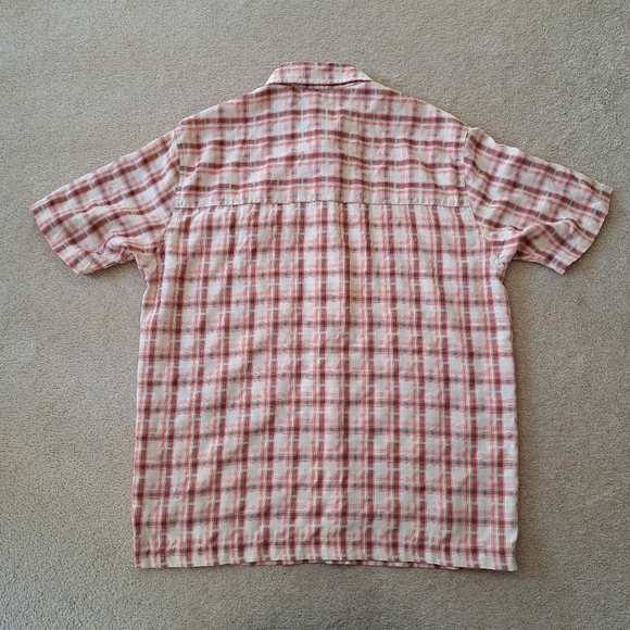 Woolrich Men's Plaid Shirt Size Large Red Beige Short Slv Casual Button Front - Picture 10 of 11